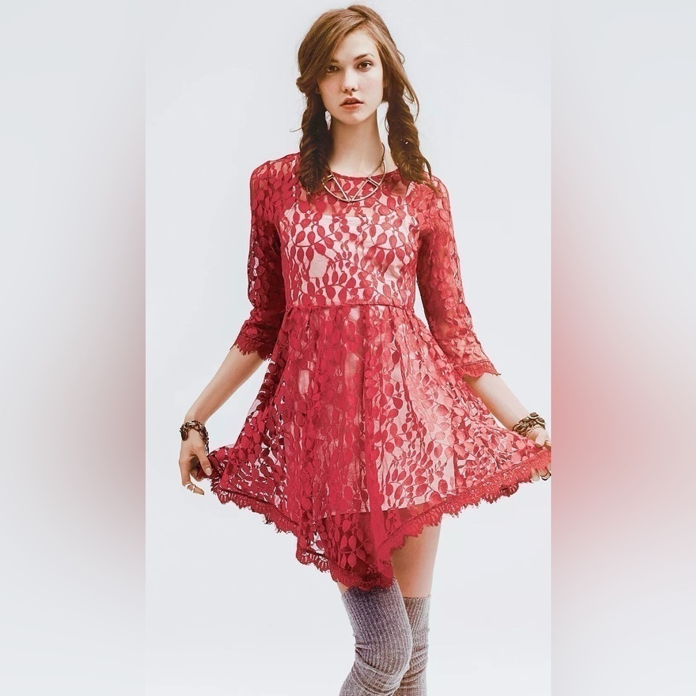 Free People Floral Mesh Lace Dress - Picture 1 of 9